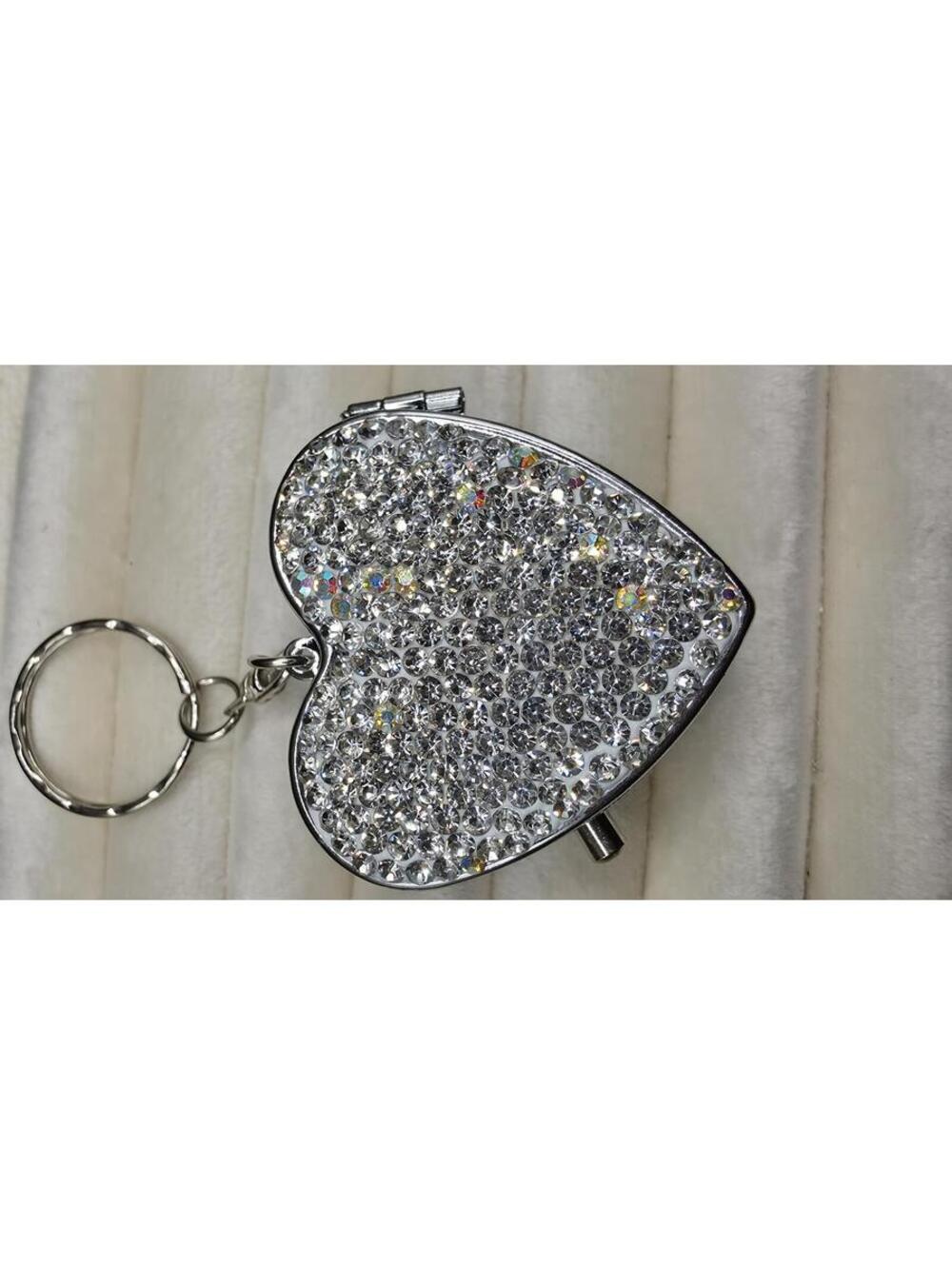 Heart Shaped Rhinestone Pill Box Keychain - Picture 2 of 4
